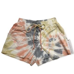 NWT Young Fabulous & Broke Tie Dye Shorts, Hippie High Rise Lace Up Boho Small